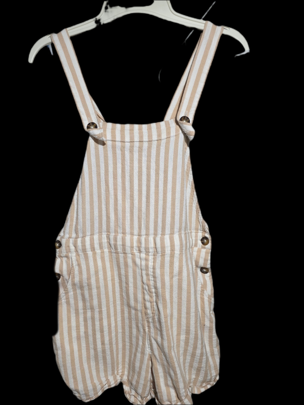 Hollister Beige and White Striped Linen-Blend Top